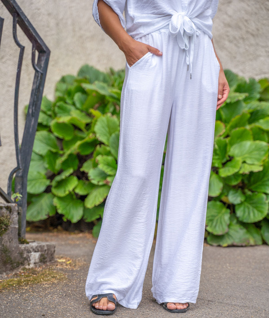 Pantalon fluide Léa blanc face
