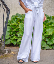 Pantalon fluide Léa blanc face