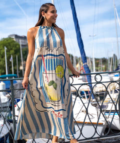 Robe longue plissée Miraco face