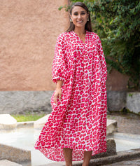 Robe Pakao longue imprimé léopard - fushia