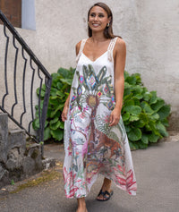 Robe Tigrou longue motif sauvage - ecru