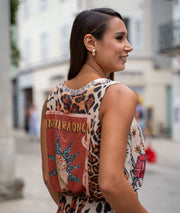 Débardeur pailleté à imprimé brique face arrière