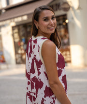 Robe Cody longue imprimé vache bordeau détail arrière