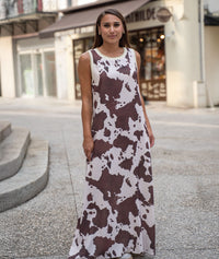 Robe Cody longue imprimé vache - choco