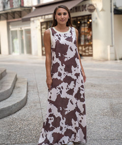 Robe Cody longue imprimé vache choco face avant