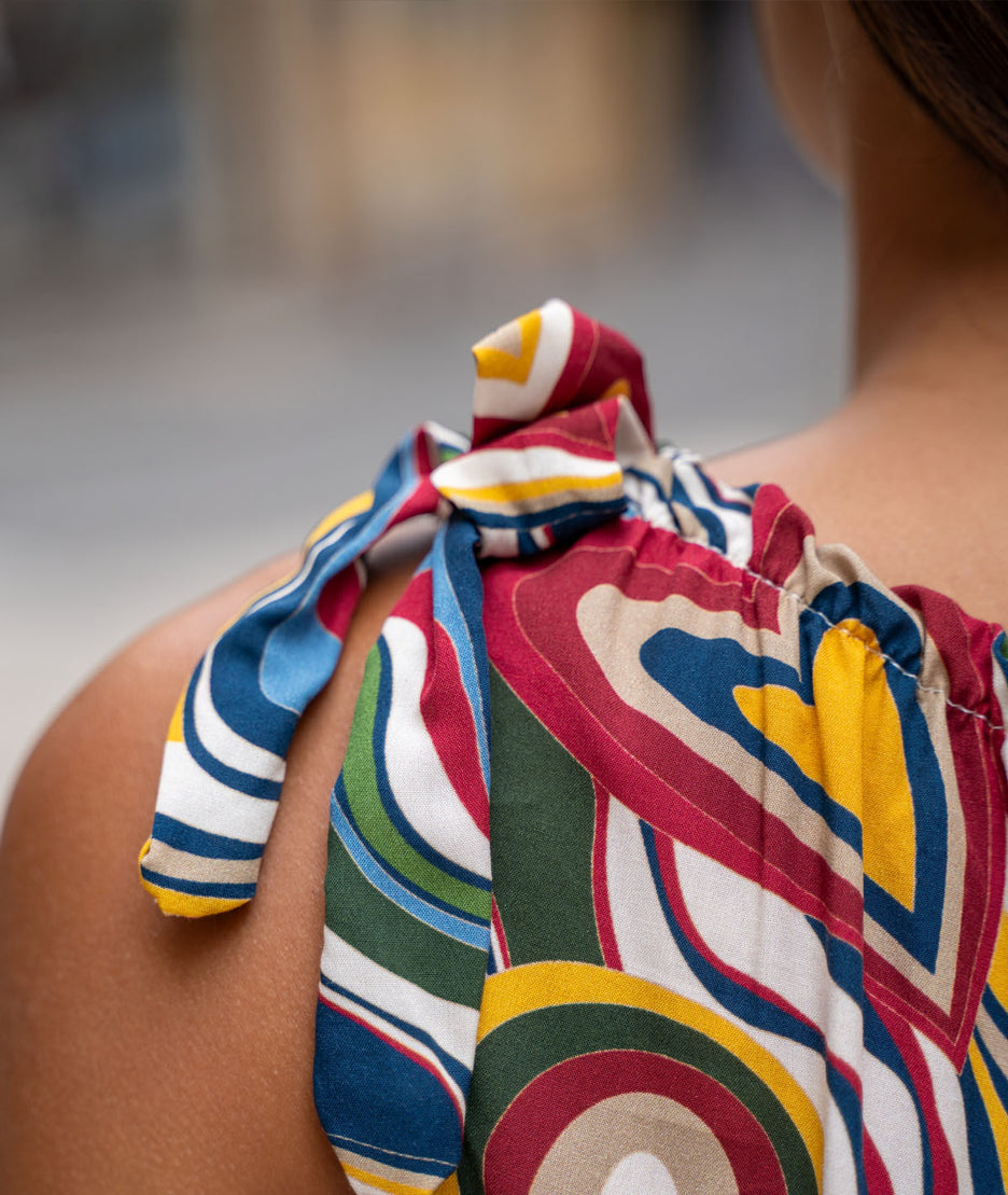 Robe Corrie courte à imprimé coeur détail épaule 2