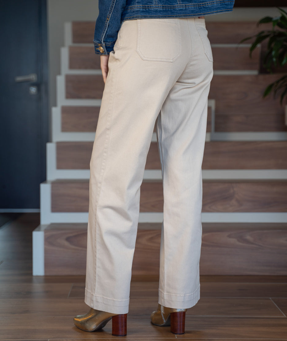 Pantalon beige large Otta face arrière