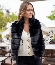 Gilet sans manches fausse fourrure Furla noir face