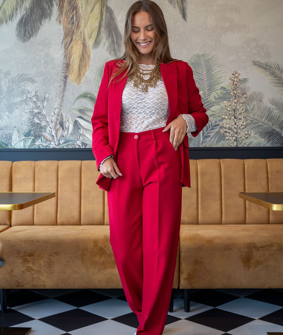 Pantalon tailleur d'ensemble Strego bordeau tenue complète