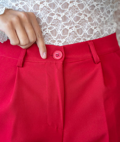 Pantalon tailleur d'ensemble Strego bordeau détails