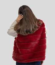 Gilet sans manches fausse fourrure Furla  bordeau dos