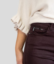 Pantalon droit Cotolia choco détails