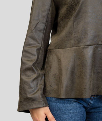 Veste en similicuir Vonald kaki détails