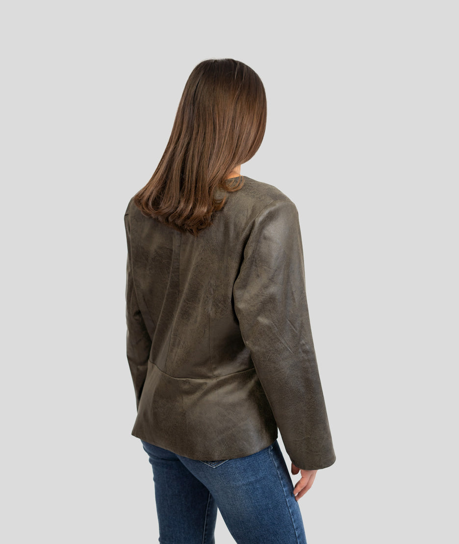 Veste en similicuir Vonald kaki dos