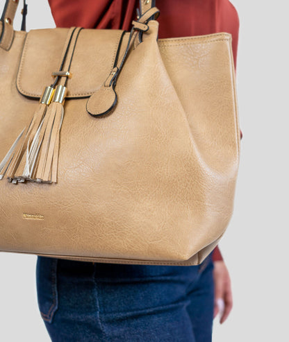 Sac en simili cuir Pénélope beige face zoom