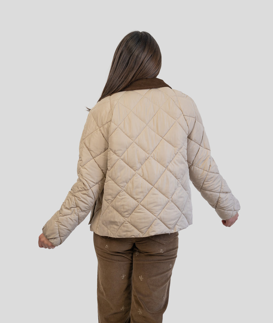 Veste matelassée col velours côtelé Quadri beige dos