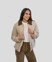 Veste matelassée col velours côtelé Quadri beige face