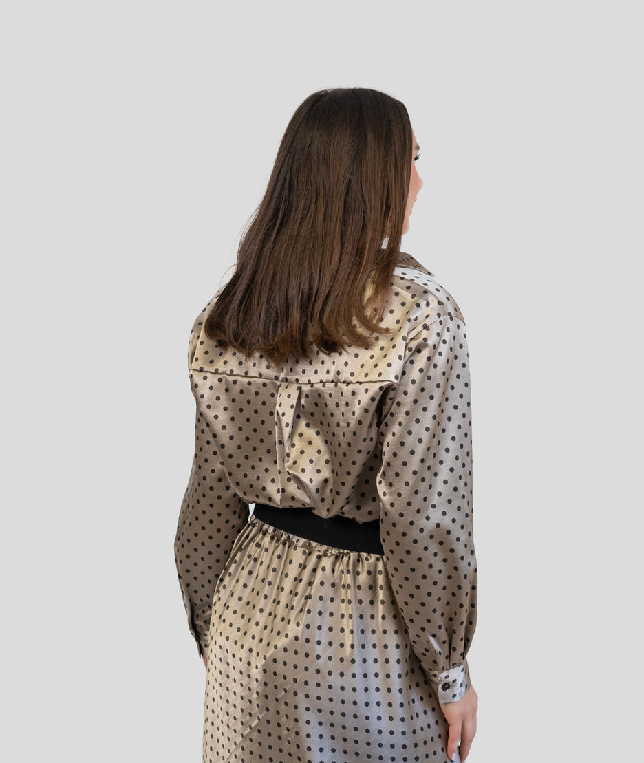 Ensemble en satin à pois gris dos