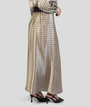 Ensemble en satin à pois gris jupe dos
