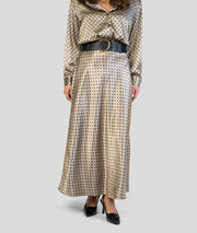 Ensemble en satin à pois gris jupe face