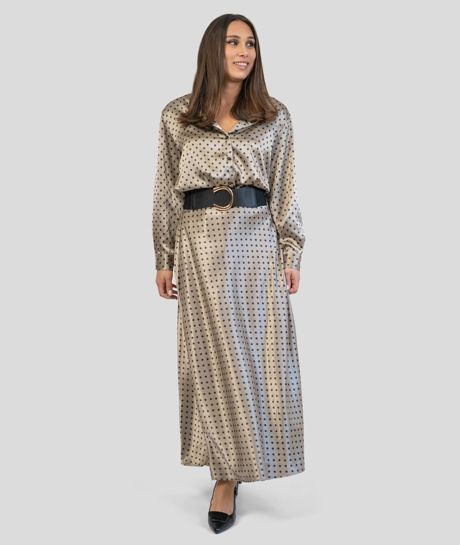 Ensemble en satin à pois gris tenue complète