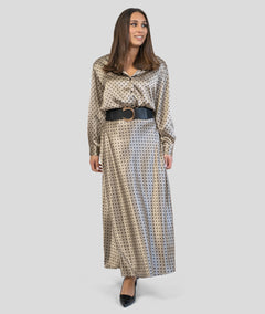 Ensemble en satin à pois gris tenue complète