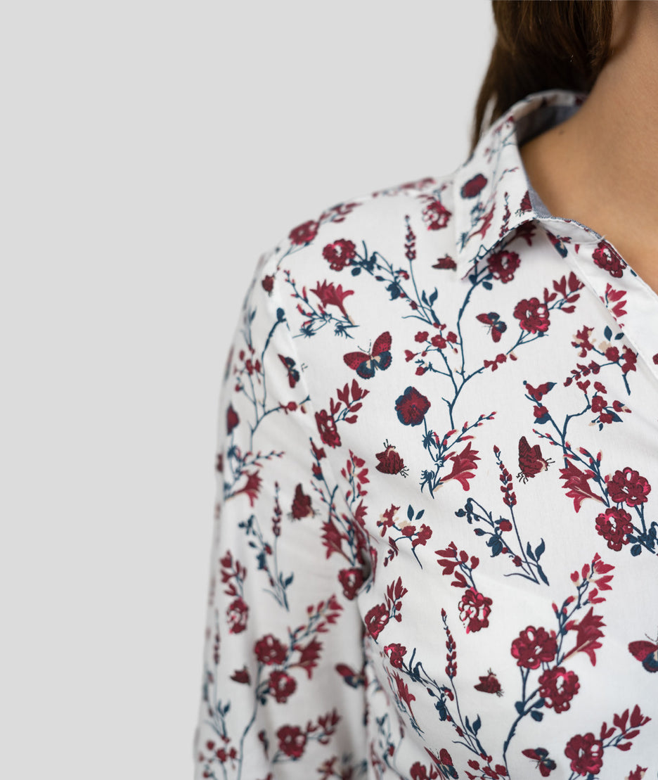 Chemise à motif fleuri Papilla blanc détails