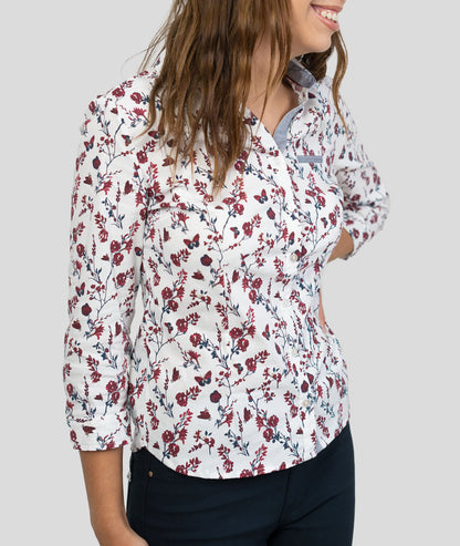 Chemise à motif fleuri Papilla blanc face