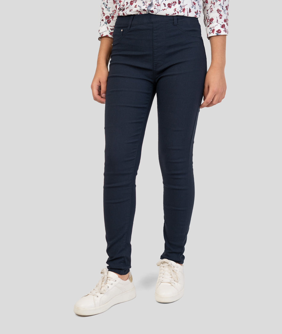 Pantalon slim taille élastique Lili marine face