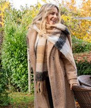 Manteau long chiné Hanna beige face avant amelia