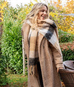 Manteau long chiné Hanna beige face avant amelia