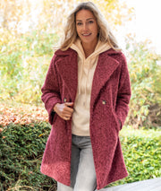 Manteau long chiné Alka bordeau face
