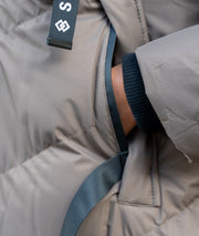 Doudoune longue Kenji taupe détails
