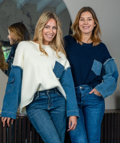 Pull bi-matière Jeanna - ecru