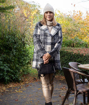 Manteau à carreaux en bouclette Carila noir face