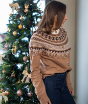 Cardigan maille jacquard Monty camel coté