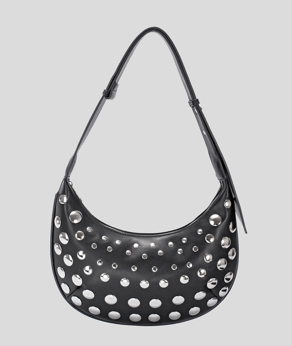Sac à mains demi-lune avec clous Clouta noir face
