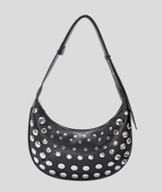 Sac à mains demi-lune avec clous Clouta noir face