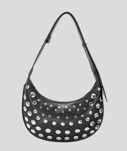 Sac à mains demi-lune avec clous Clouta noir face