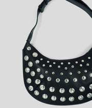 Sac à mains demi-lune avec clous Clouta noir détails