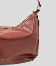 Sac à mains porté épaule effet cuir Luna bordeau détails