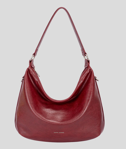 Sac à mains porté épaule effet cuir Luna bordeau face