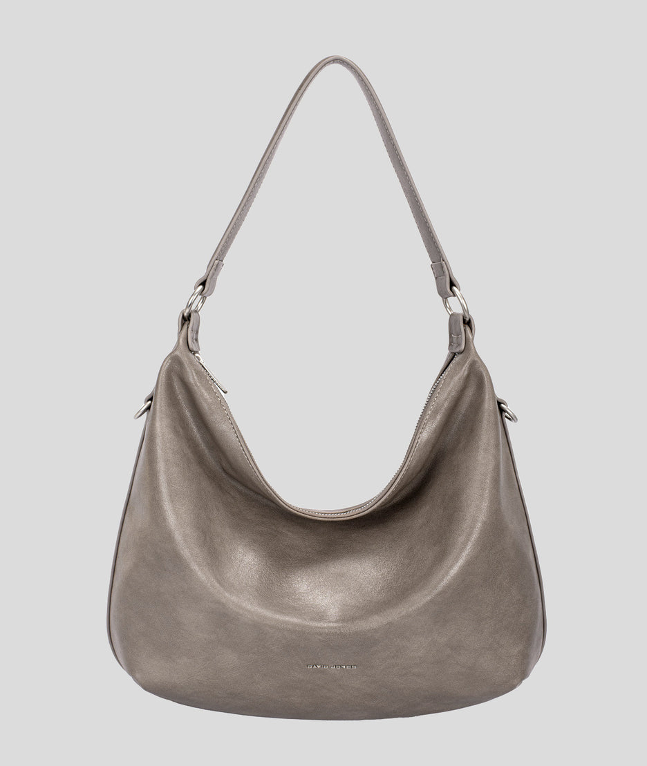 Sac à mains porté épaule effet cuir Luna brun face