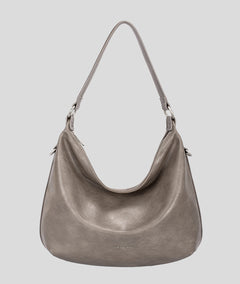 Sac à mains porté épaule effet cuir Luna brun face