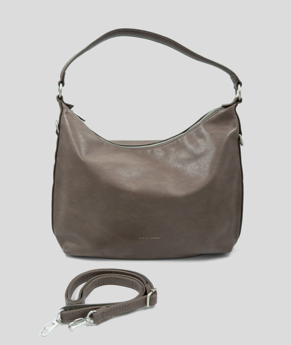 Sac à mains porté épaule effet cuir Luna brun face