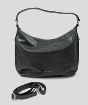 Sac à mains porté épaule effet cuir Luna noir face