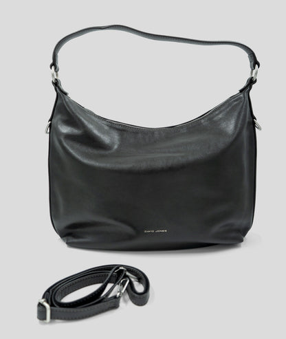 Sac à mains porté épaule effet cuir Luna noir face