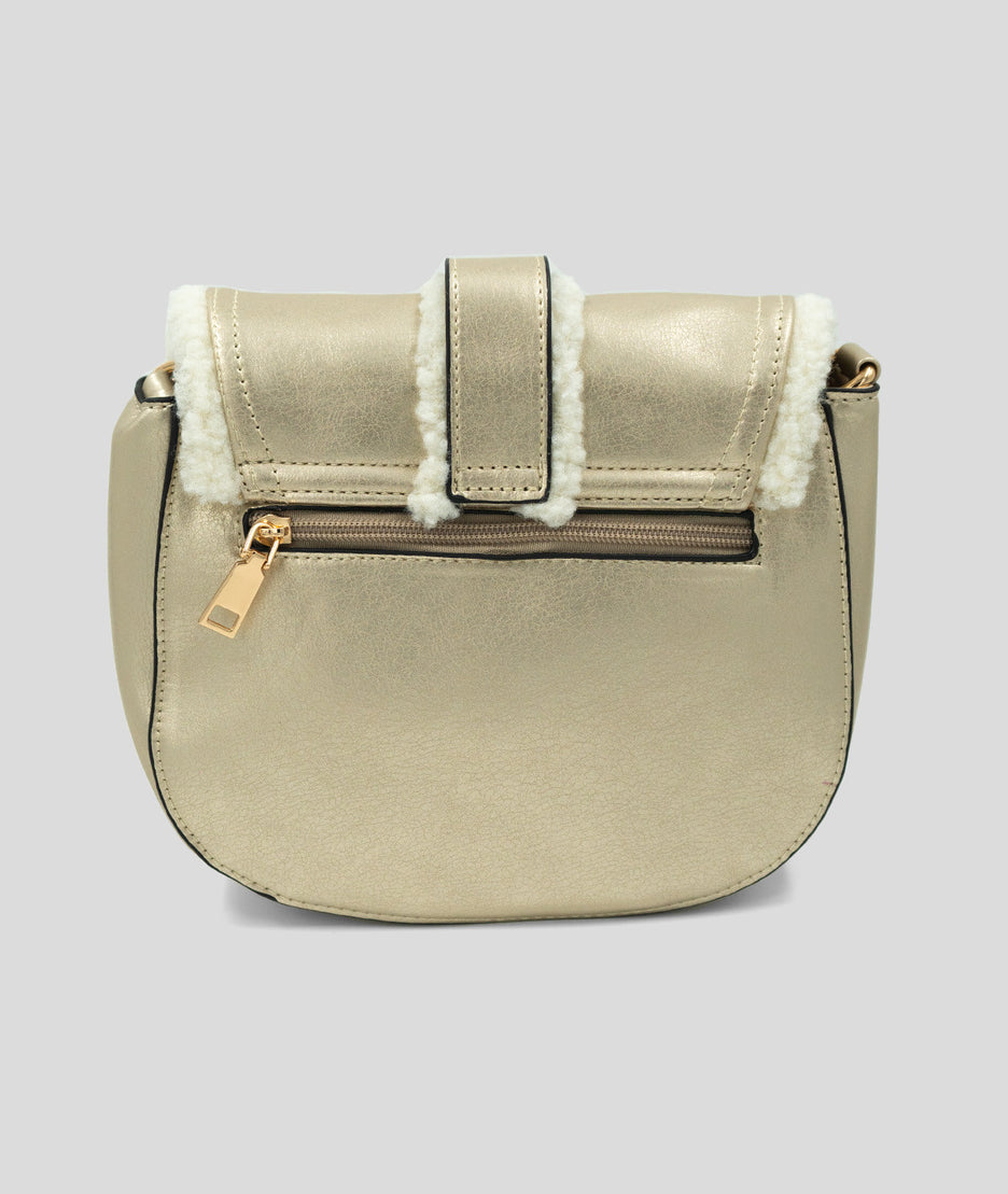 Sac bandoulière effet mouton Moupo jaune dos