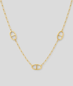 Collier sautoir maillons large Annie doré face