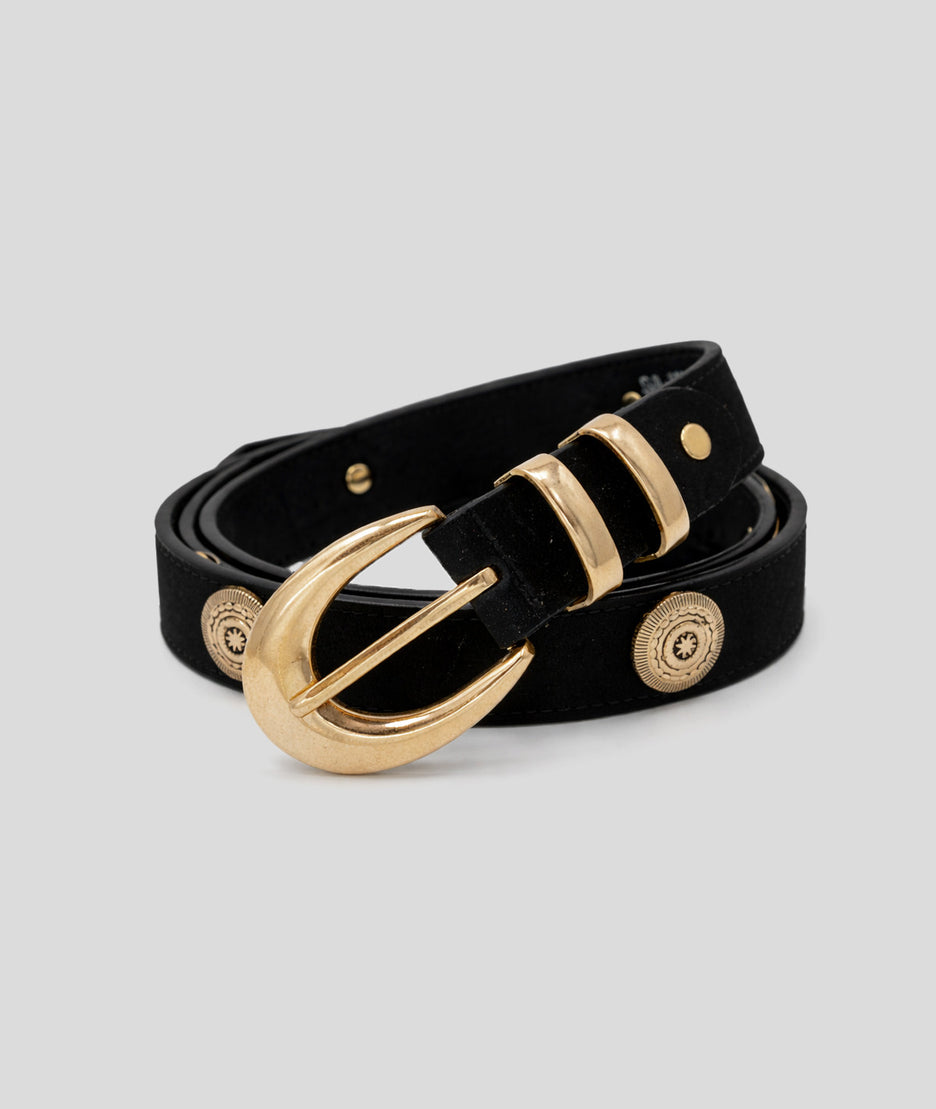 Ceinture en cuir Kita noir face